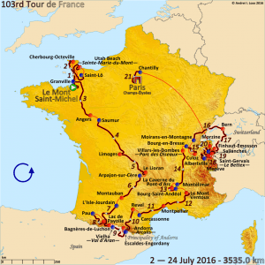 A Tour de France útvonala